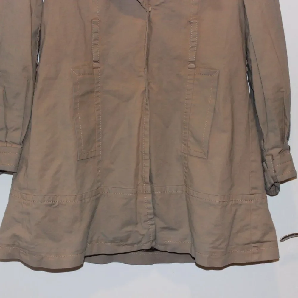 Zara Tan Collared Casual Trench Coat Women Size S
